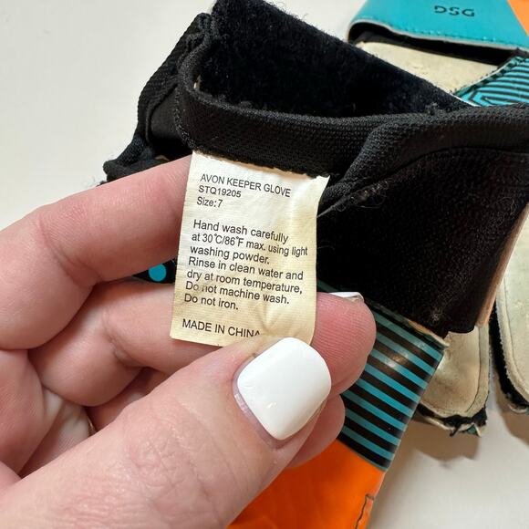 DSG Avon Keeper Gloves Goalie Goalkeeper Size 7 Orange Blue - Picture 5 of 6